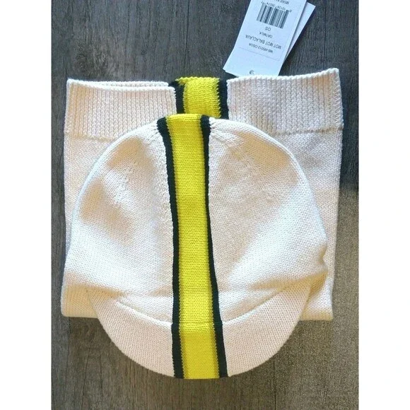 Halfdays x Matek Mot Mot Balaclava Oatmilk Yellow Black Stripe Knit Face Hat - Picture 4 of 8